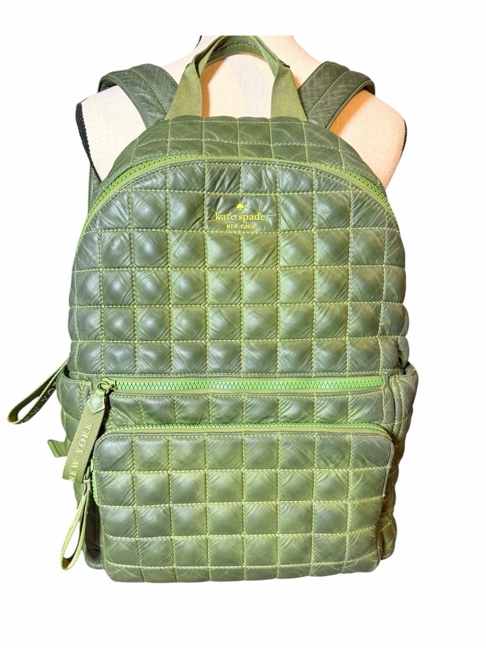 Kate Spade Camden Quilted Large Backpack - Kelp Green Nylon Puffer